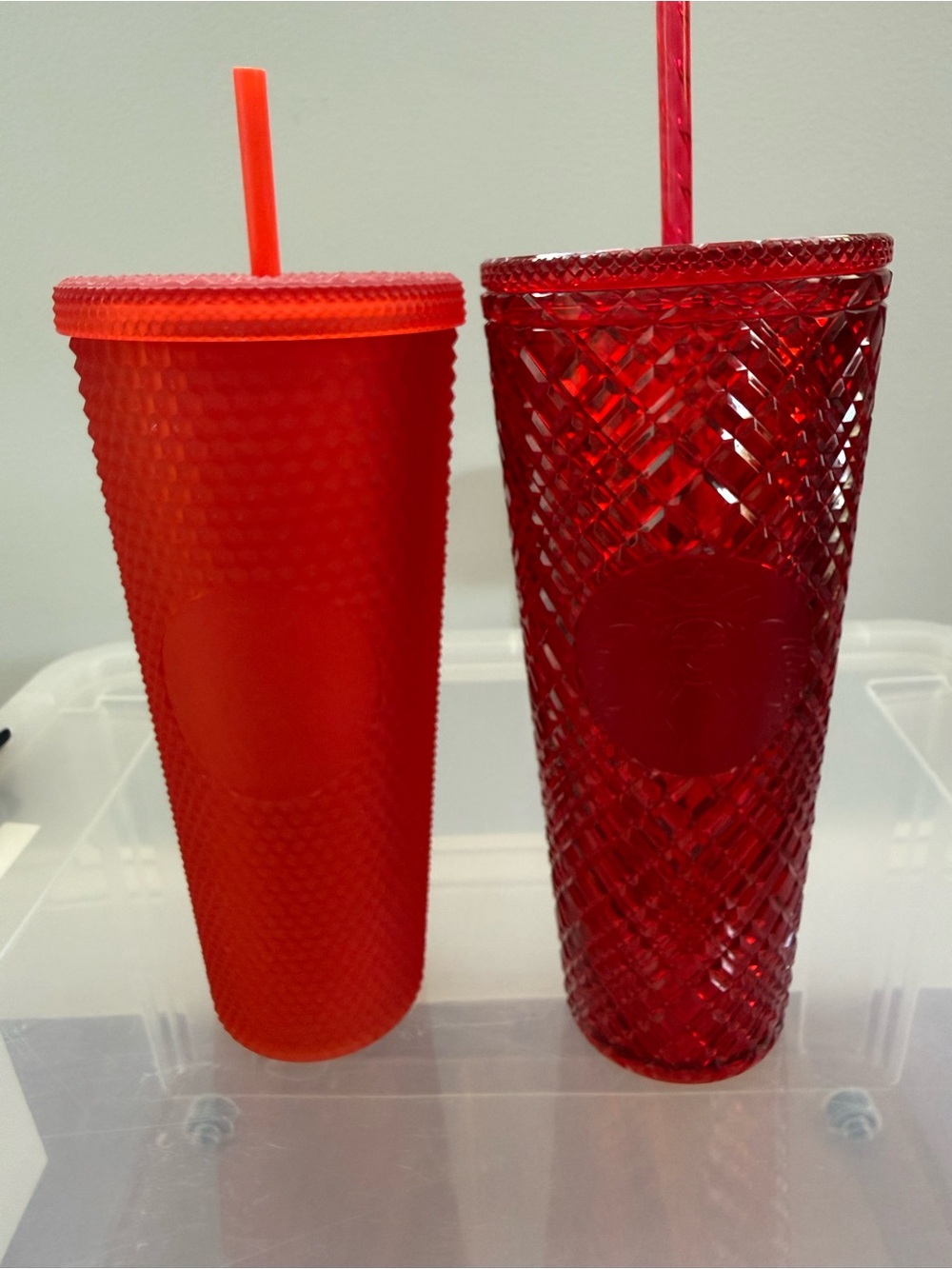 Two Starbucks Red Tumblers